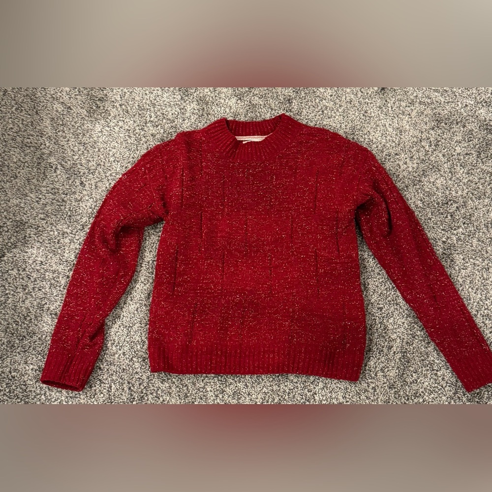 Weatherproof Vintage Crimson and Gold Knit Pullover